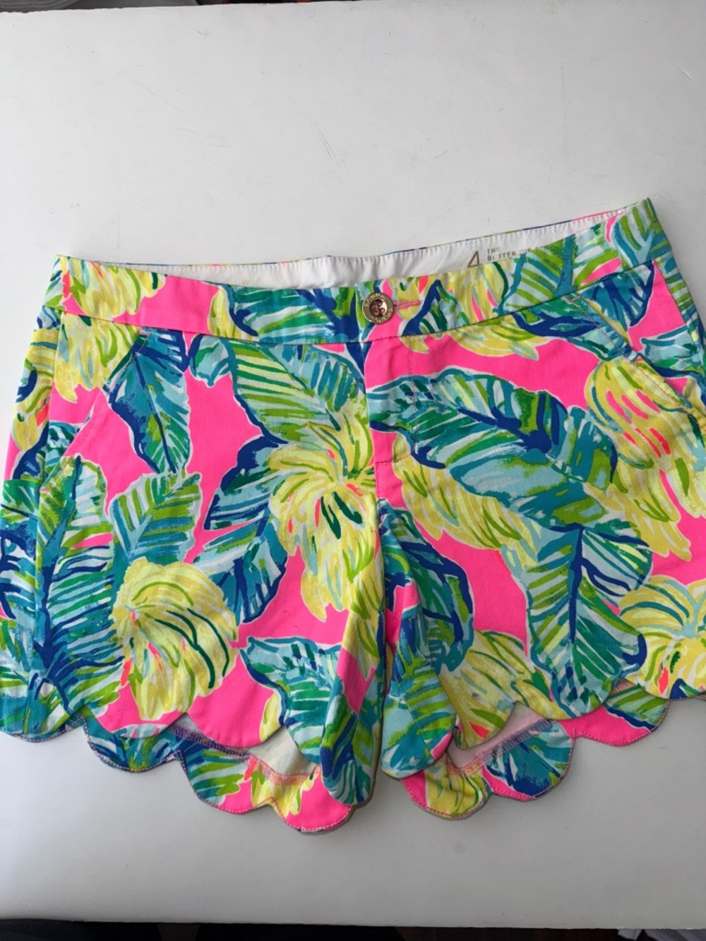 LILLY PULITZER Womens 4 Colorful 4.5" High Rise Buttercup Scallop Hem Shorts J17